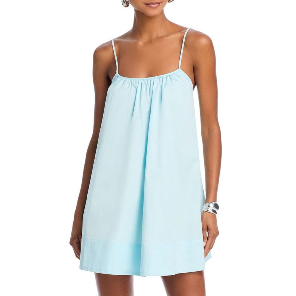 Solid & Striped Womens The Lindsay Cotton Poplin Mini Dress Large Sky - NWT $198
